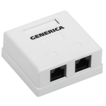 IEK Розетка информационная настенная RJ45 кат.5E UTP 2 порта GENERICA - CS2-1C5EU-22-G